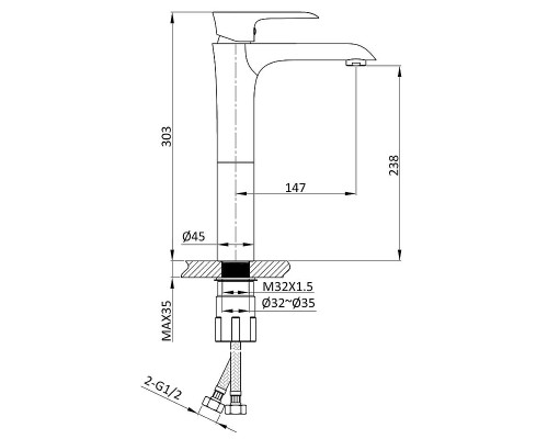 Смеситель для раковины Vincea Esse VBF-1E2MB Черный матовый