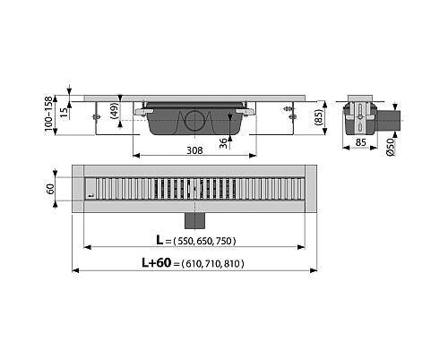 Душевой лоток AlcaPlast APZ1SMART-LINE-650 650
