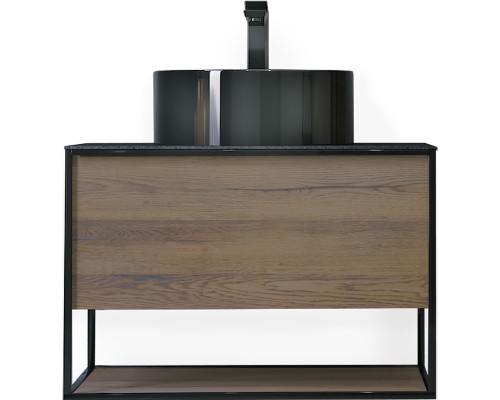 Тумба под раковину Jorno Steal 75 Ste.01.75/P/Da подвесная Древесный аттик Черная