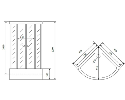 Душевая кабина Timo Standart 80x80 T-1180 с гидромассажем