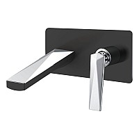 Смеситель для умывальника из стены ЧЕРНЫЙ+ХРОМ Boheme VENTURO 375-B черный-хром