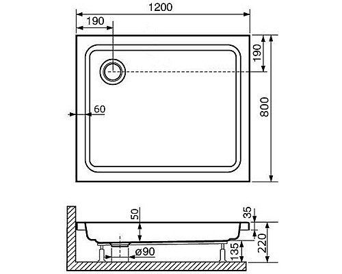 Акриловый поддон для душа RGW Acrylic Style 120x80 16180282-11 Белый