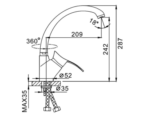 Смеситель для кухни Gappo G50 G4150 Черный матовый