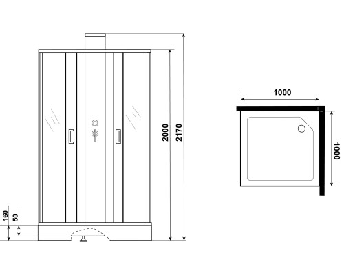 Душевая кабина Grossman Elegans 100x100 без гидромассажа