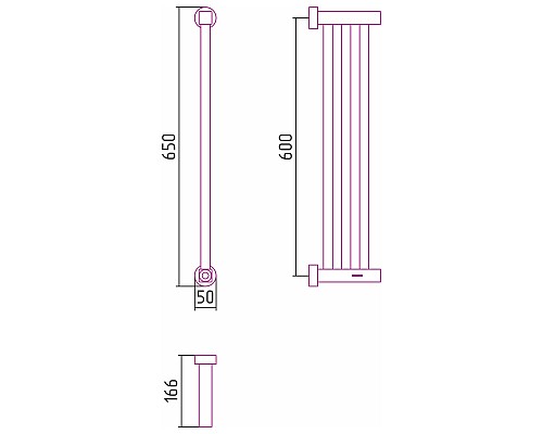 Полотенцесушитель электрический 600х166 черный матовый Сунержа Хорда 4.0 31-0834-0600
