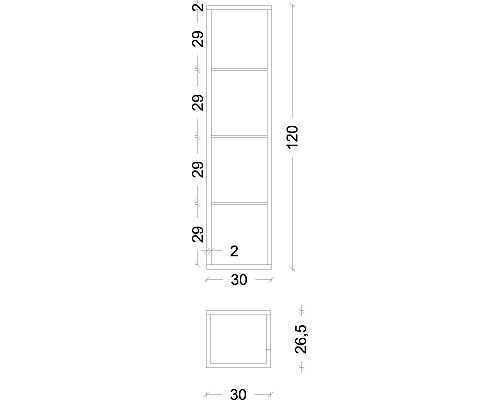 Пенал Armadi Art Loft высокий light wood, полки стекло