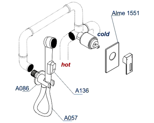 Гигиенический душ со смесителем WasserKRAFT Alme A15157 Хром