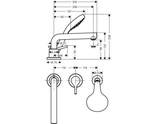 Смеситель на борт ванны Hansgrohe Talis S