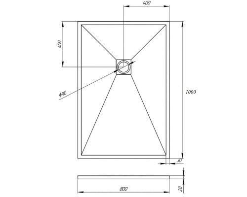 Душевой поддон из искусственного камня Veconi Tezeo 100x80 Черный