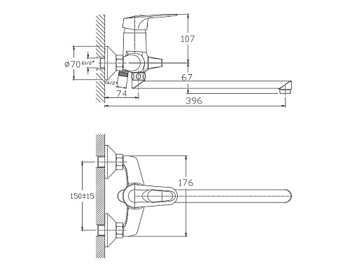 Смеситель для ванны Haiba HB2204 универсальный Хром