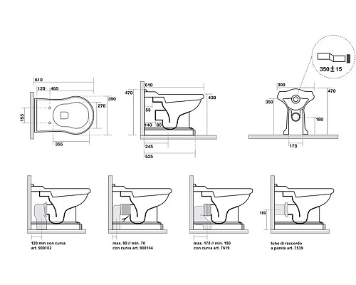 Унитаз приставной Kerasan Retro 101601 слив универсальный