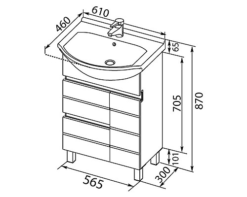 Тумба под раковину Aquanet Доминика 60 171684 Белая