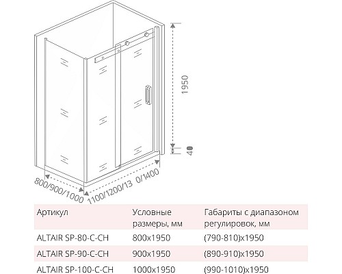 Душевая стенка Good Door Altair SP-100-C-CH 100 профиль Хром стекло прозрачное