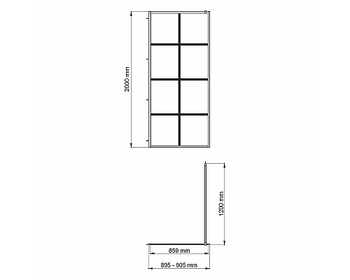 Душевая перегородка WasserKRAFT Glan 90 66W39 профиль Черный матовый стекло прозрачное Душевая перегородка WasserKRAFT Glan 90 66W39 профиль Черный матовый стекло прозрачное