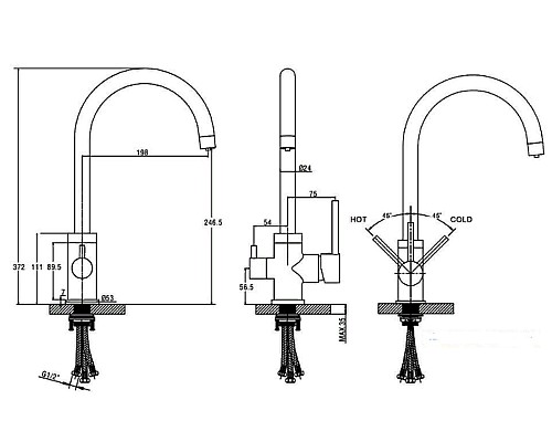 Смеситель для кухни Kaiser Merkur 26744-12 Черный мрамор
