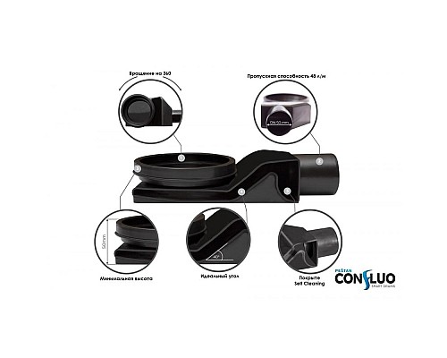 Душевой лоток Pestan Confluo Frameless Line 550 Black Glass 13701203