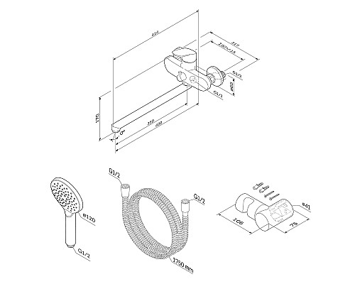 Смеситель для ванны AM.PM Like F8095000 универсальный Хром