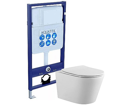 Комплект унитаза с инсталляцией Aquatek Set Aquatek Вега с сиденьем Микролифт
