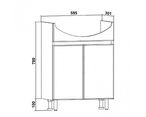 Тумба под раковину Runo Лада 60 00-00001165 Дуб серый Графит