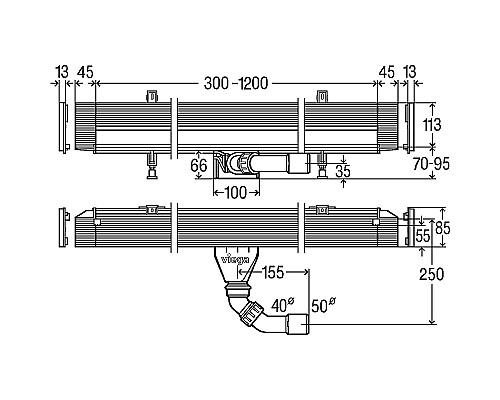 Душевой лоток Viega Advantix Vario Wall 4968.10 736736 без решетки