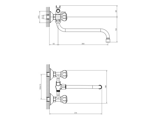 Смеситель для ванны Decoroom DR50045R Хром
