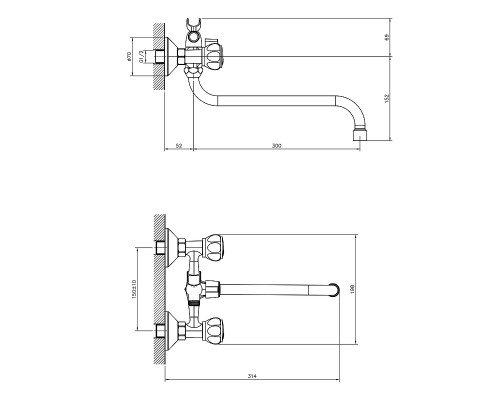 Смеситель для ванны Decoroom DR50045R Хром