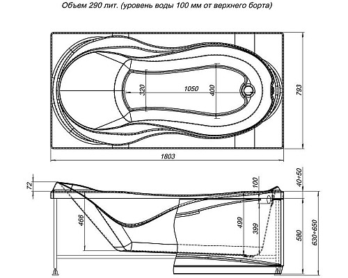 Фронтальная панель для ванны Aquanet Grenada 180 139574