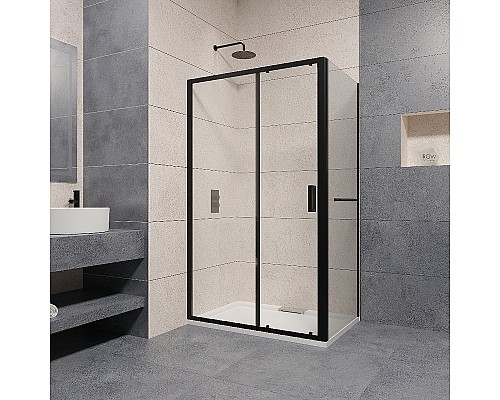 Душевой уголок RGW Passage PA-76-1B 170x80 350876178-14 профиль Черный стекло прозрачное