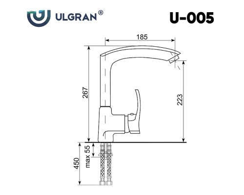 Смеситель для кухни Ulgran Classic Антрацит