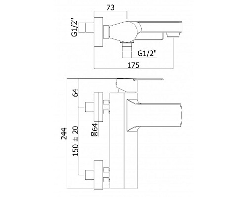 Смеситель для ванны Cezares OVEST-VM-01