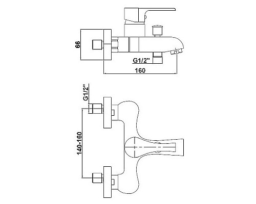 Смеситель для ванны GPD Atros MBB65 Хром