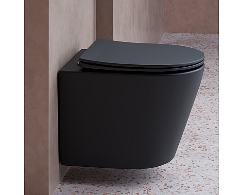 Подвесной унитаз Ceramica Nova Balearica Rimless цвет Чёрный Матовый