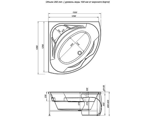Акриловая ванна Aquanet Vitoria 130x130 204049