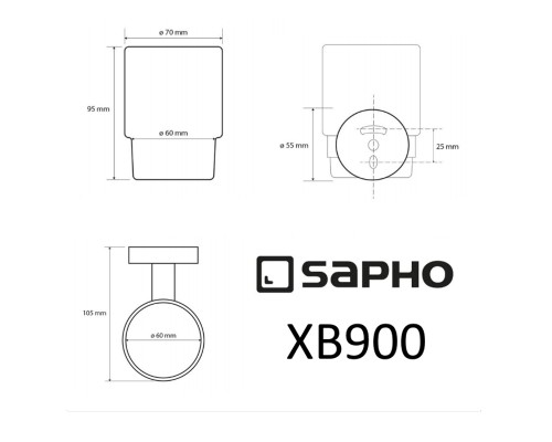Стакан для зубных щеток Sapho X-round black XB900 Черный
