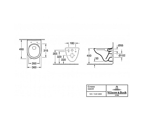 Унитаз Villeroy&Boch O.Novo 5688HR01 подвесной с сиденьем Микролифт
