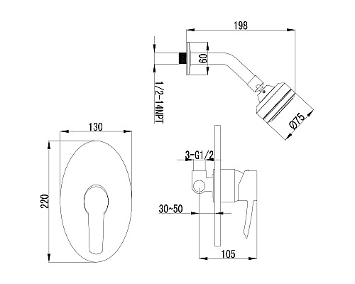 Смеситель Lemark Atlantiss LM3220C для душа