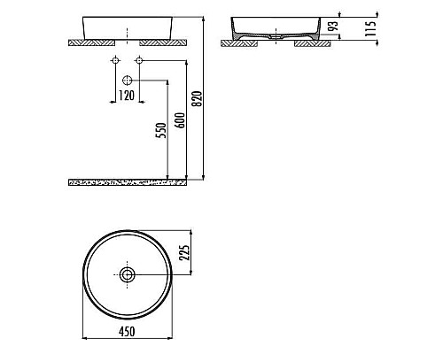 Раковина-чаша Creavit Loop 45 LP145-00SM00E-0000 Черная матовая
