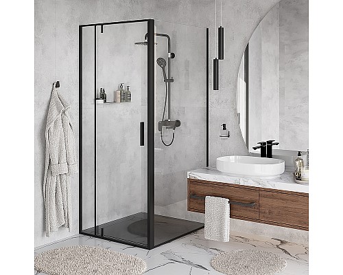 Душевой уголок WasserKRAFT Elbe 100x100 74P19 профиль Черный матовый стекло прозрачное