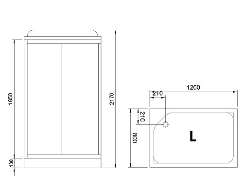 Душевая кабина Royal Bath HP 120х80 RB8120HP1-T-L без гидромассажа