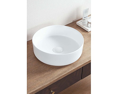 Раковина чаша круглая керамика матовая белая d36