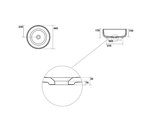 Накладная раковина на столешницу круглая Kerasan Nolita 430230