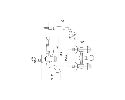 Смеситель для ванны Fiore XT Sky Swarovski® 17OO0600 золото