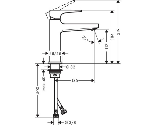 Смеситель для раковины Hansgrohe Metropol однорычажный бронза 32507140