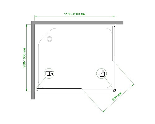 Душевой уголок Royal Bath HPD 120х100 RB1120HPD-C-BL профиль Черный стекло матовое