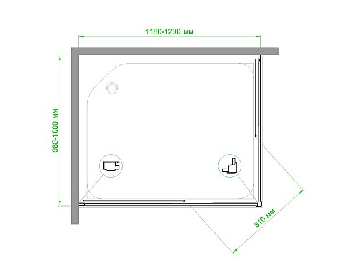Душевой уголок Royal Bath HPD 120х100 RB1120HPD-C-BL профиль Черный стекло матовое