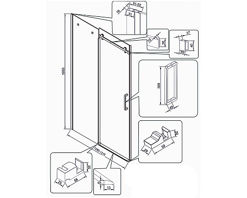 Душевая дверь Veconi Vianno VN-74 130 VN74-130-01-C4 профиль Хром стекло прозрачное
