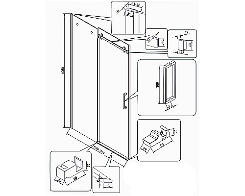 Душевая дверь Veconi Vianno VN-74 130 VN74-130-01-C4 профиль Хром стекло прозрачное