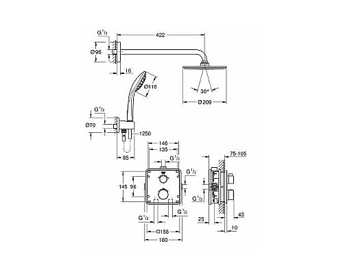 Душевая система Grohe Grohtherm 34734000 с термостатом Хром