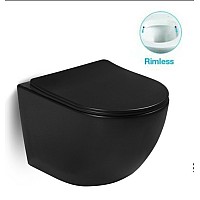 Унитаз подвесной безободковый черный матовый с сиденьем микролифт SantiLine SL-5018MB