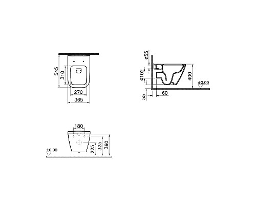 Унитаз Vitra Integra Square 7082B003-0075 подвесной без сиденья